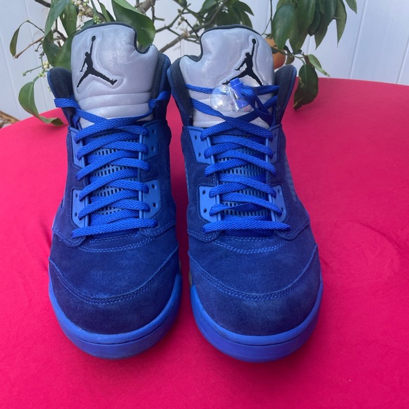 Nike Air Jordan 5 Retro Blue Suede 2017 Size 13   136027-401 Blue Black Silver - Picture 3 of 10
